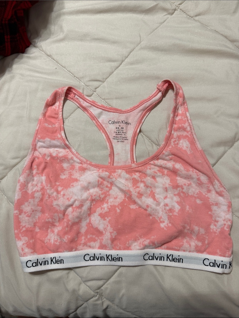 Calvin Klein Pink Tie-Dye Racerback Bralette